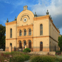 Exterior of traditional jewish synagogue in Hungary, Pecs